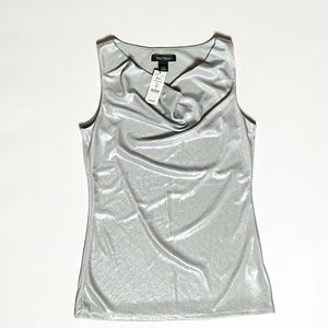 White House Black Market Liquid Shimmer Drop Neck Top